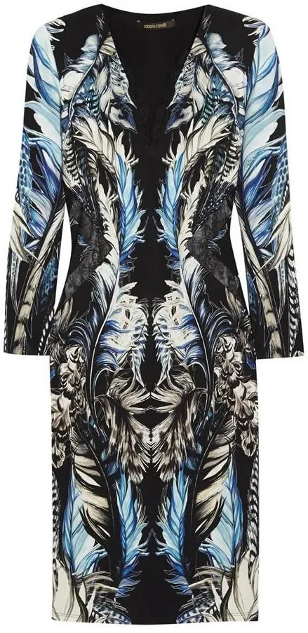 Abstract-Leaves Printed Sheath Dress