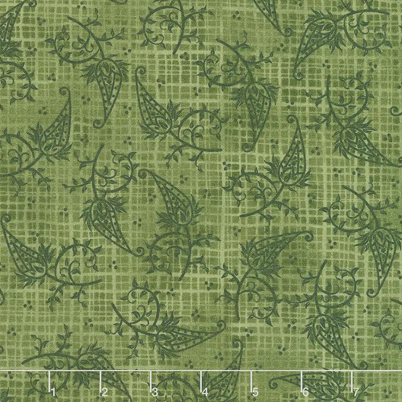 Amour - Tonal Paisley Green Yardage