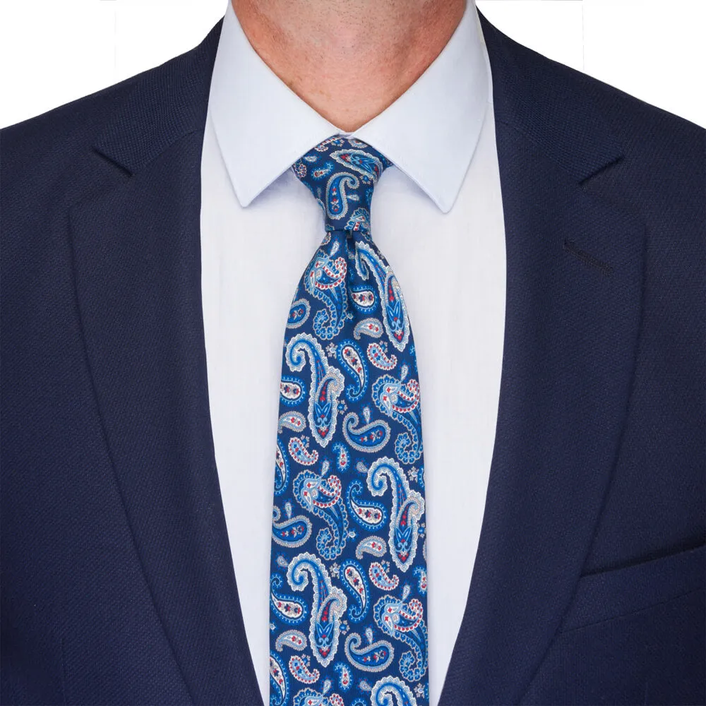 Blue Refined Paisley Twill Silk Tie