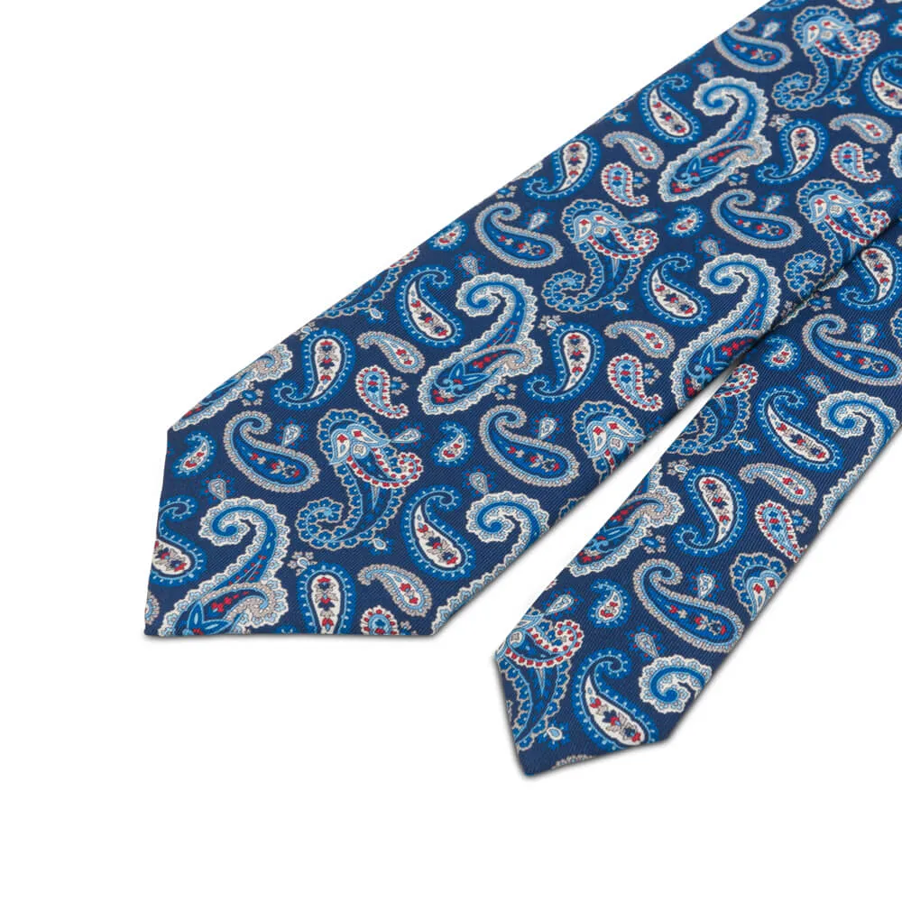 Blue Refined Paisley Twill Silk Tie