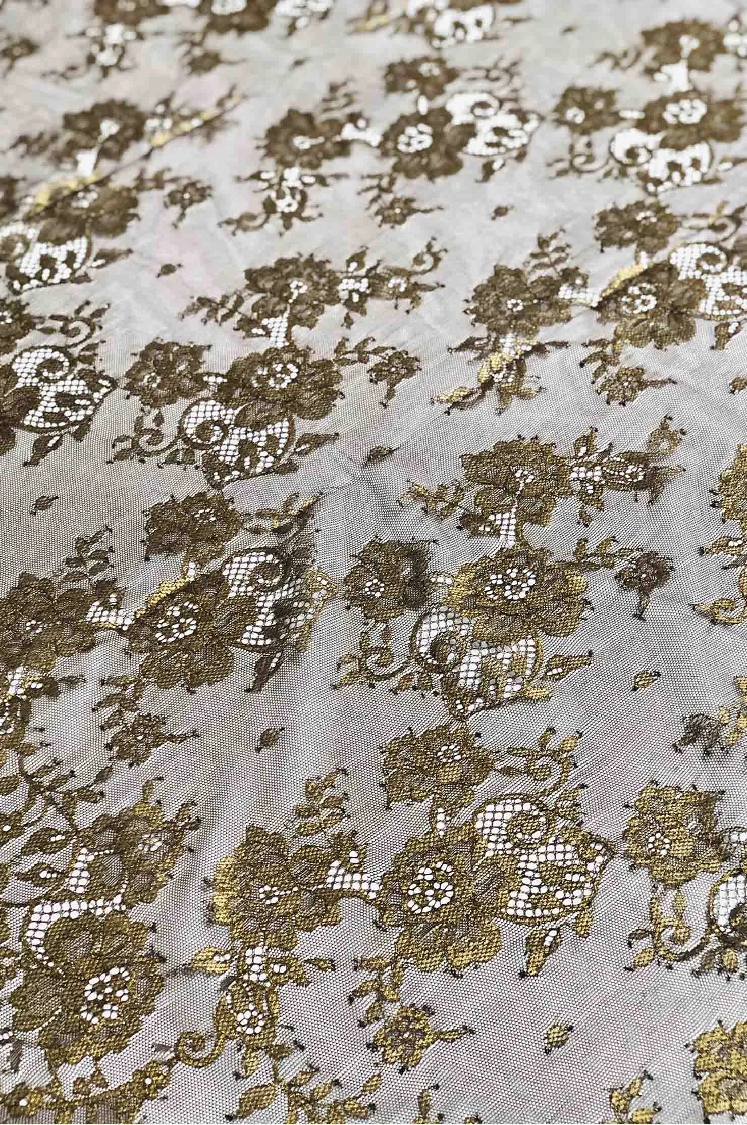 Brown/Metallic Gold French Plain Lace FLP-001/3 Fabric