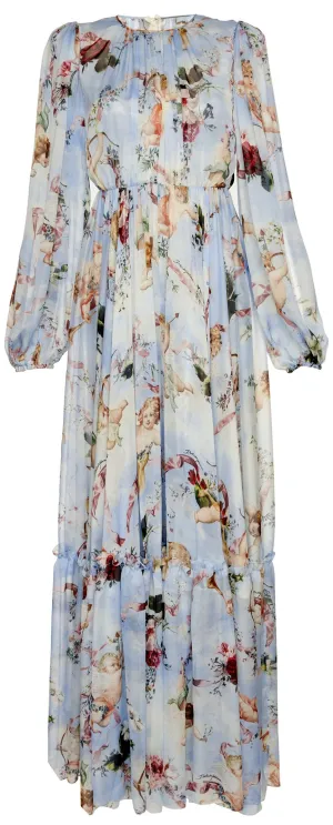 Cupid & Floral Printed Maxi Dress