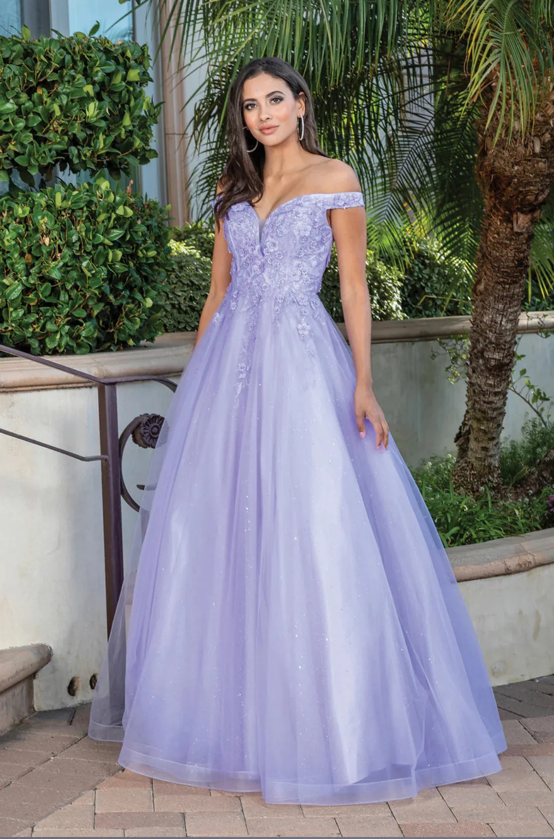 Dancing Queen 4316 Prom Dress Long A Line off the shoulder Shimmer Lace Ballgown