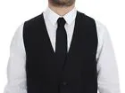 Dolce & Gabbana Elegant Gray Striped Wool Dress Vest