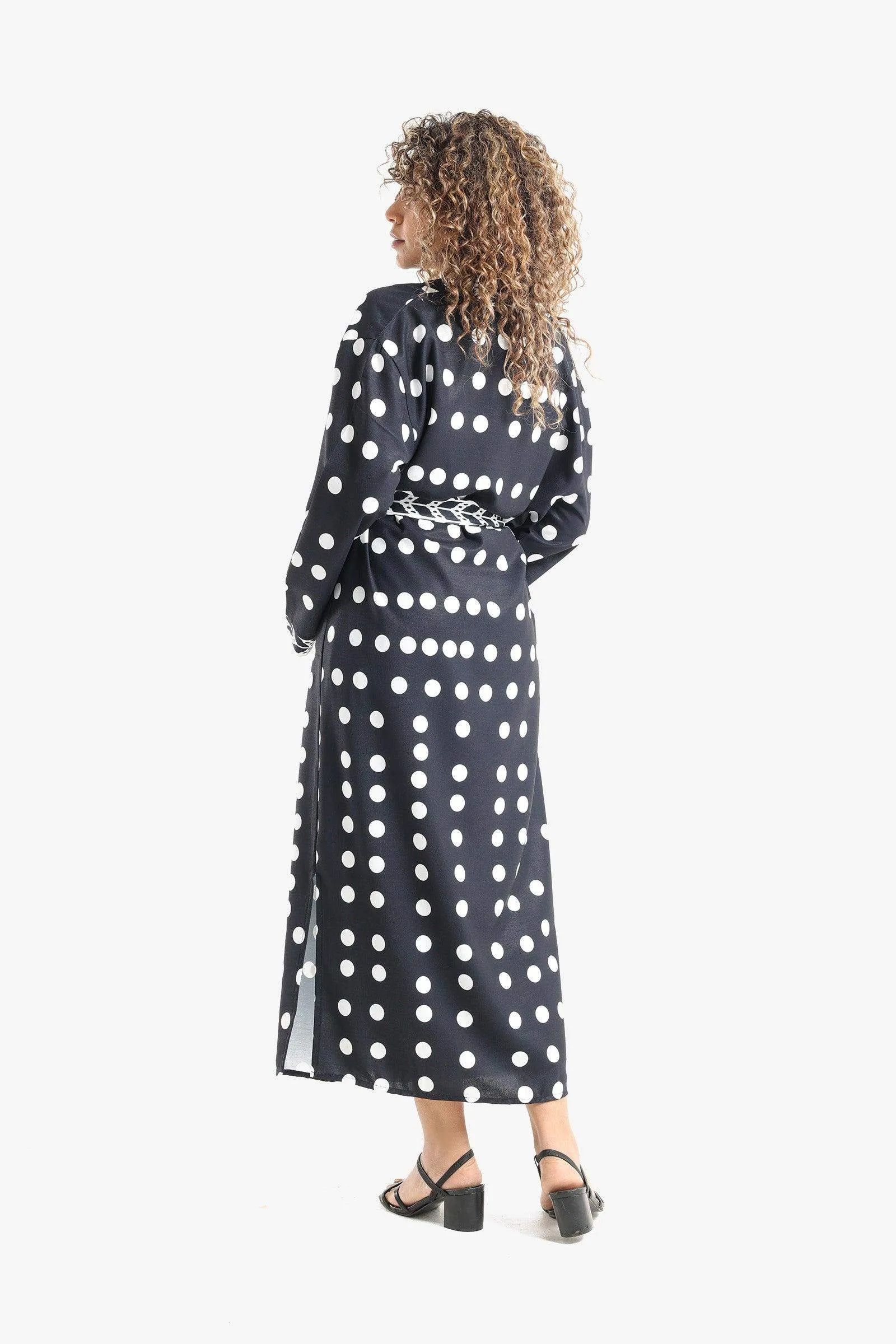 Dotted Print Midi Kimono