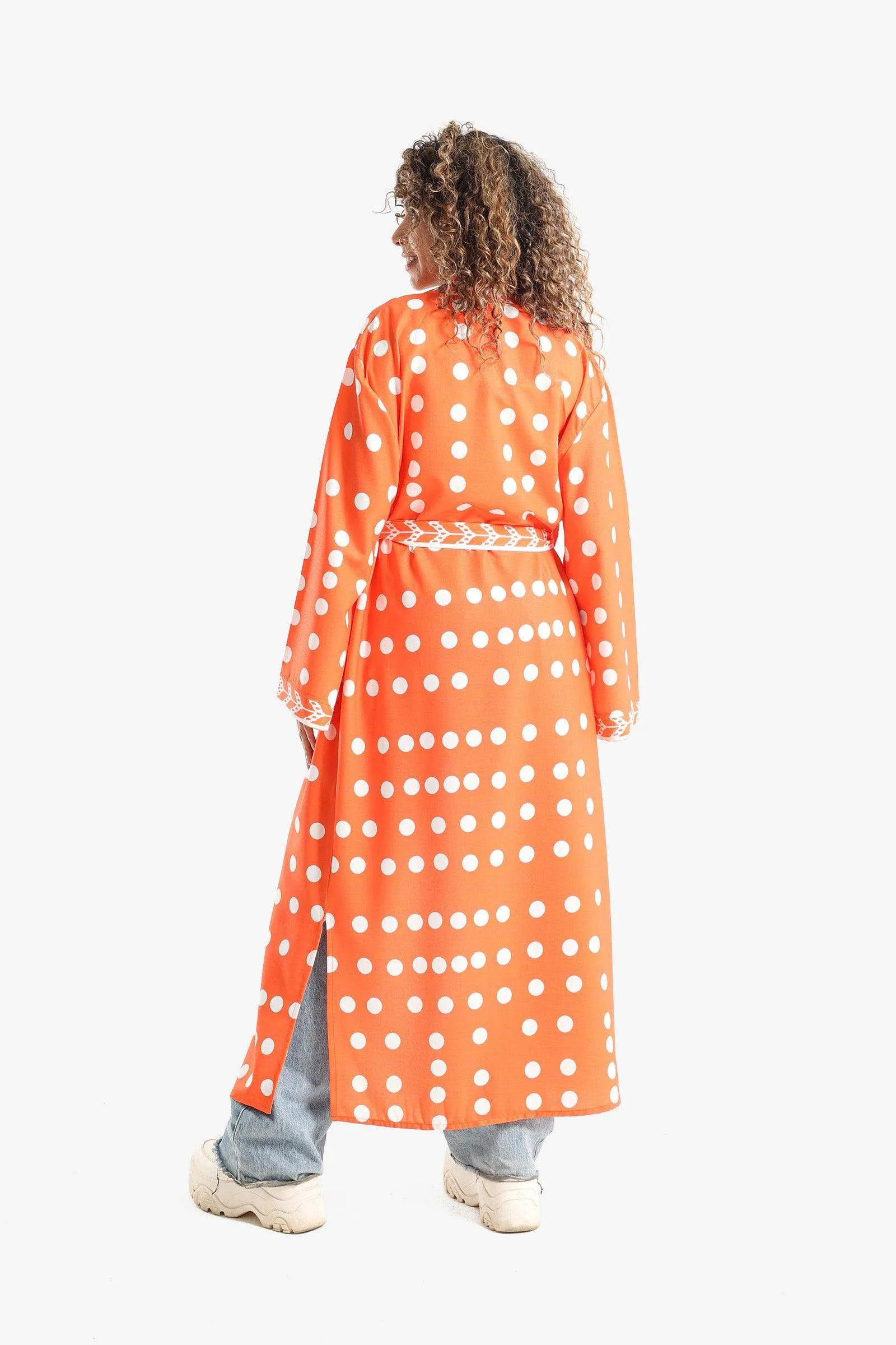 Dotted Print Midi Kimono