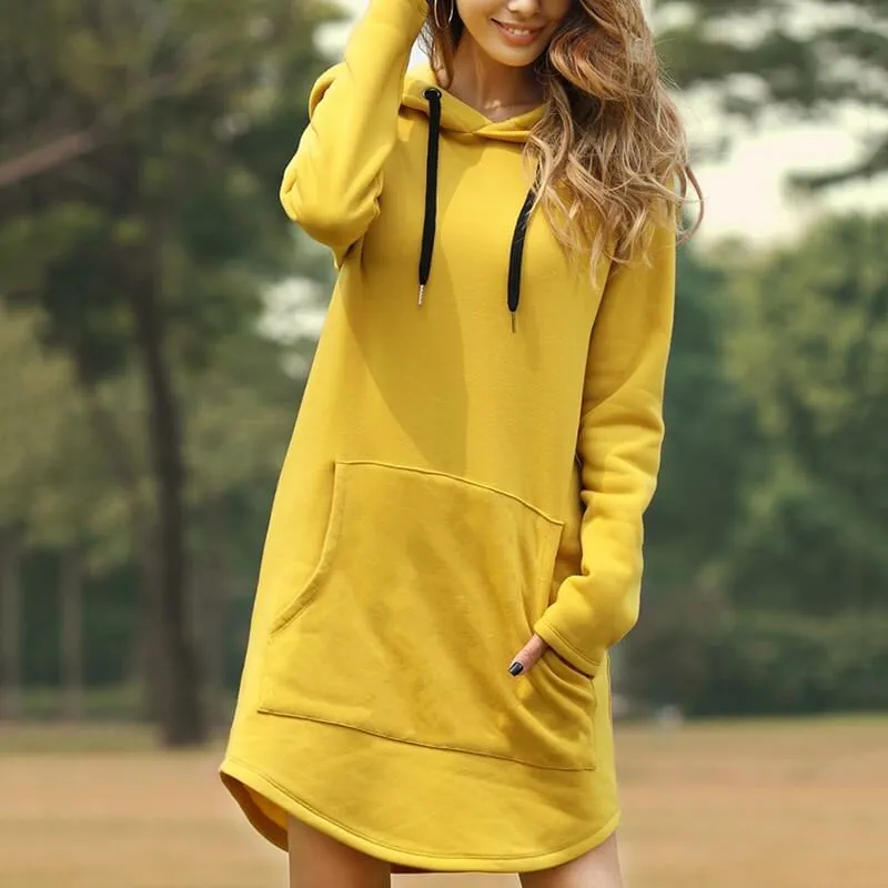 Drawstring Oversized Hoodie Dress