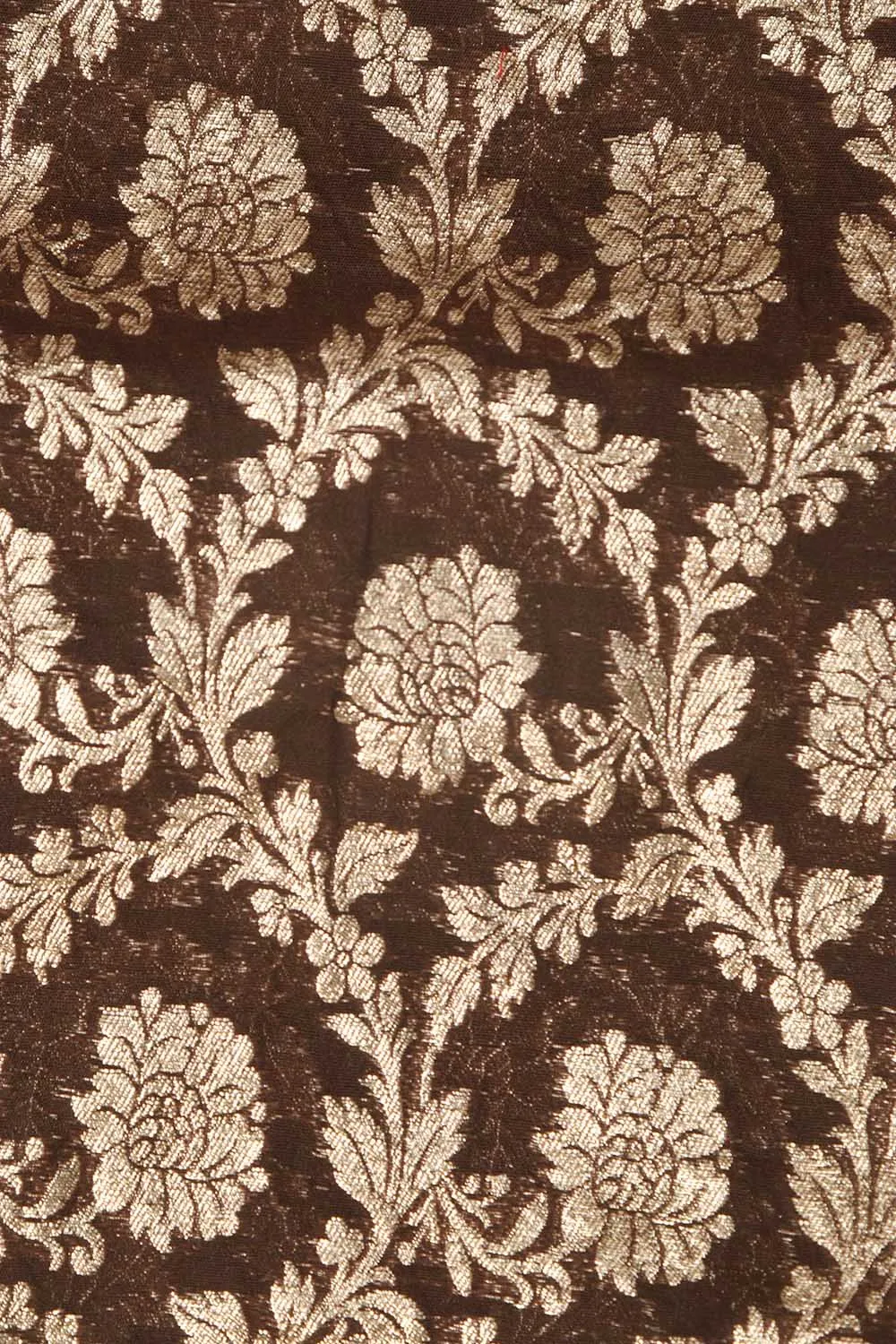 Elegant Brown Banarasi Chanderi Silk Fabric ( 1 Mtr )