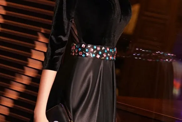 Elegant Crystal-Embellished Black Dress