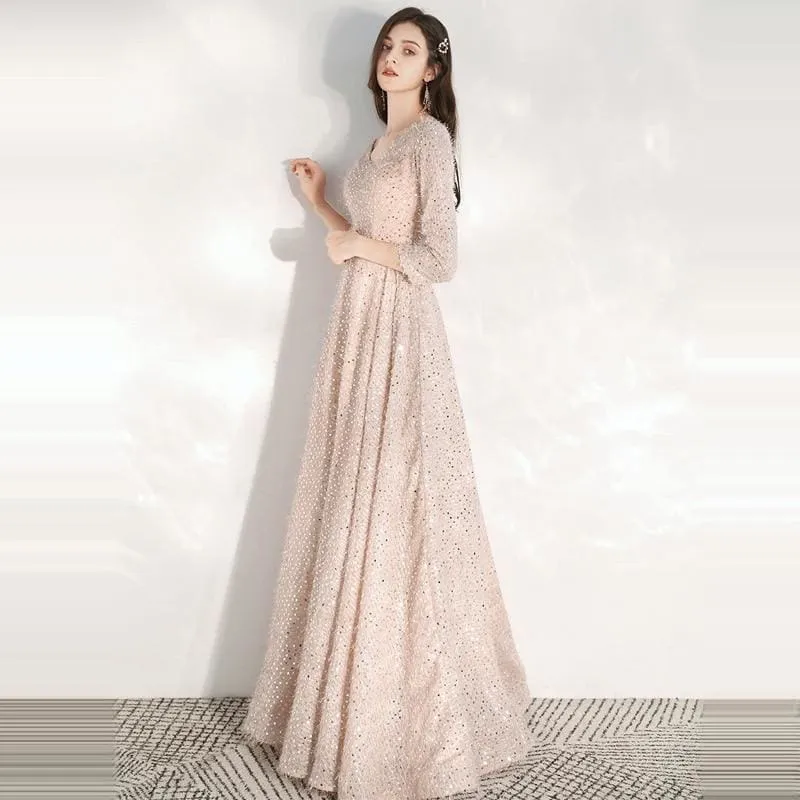 Elegant Pink Sequins Evening Formal Gowns