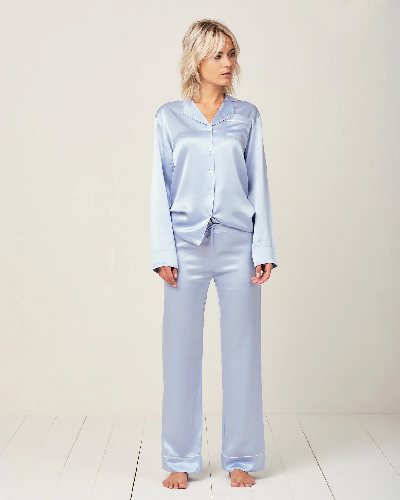 Elisabetha Silk Pyjama in Candy Blue - Bottom