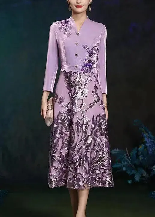 Embroidered Silk Long Dresses Fall