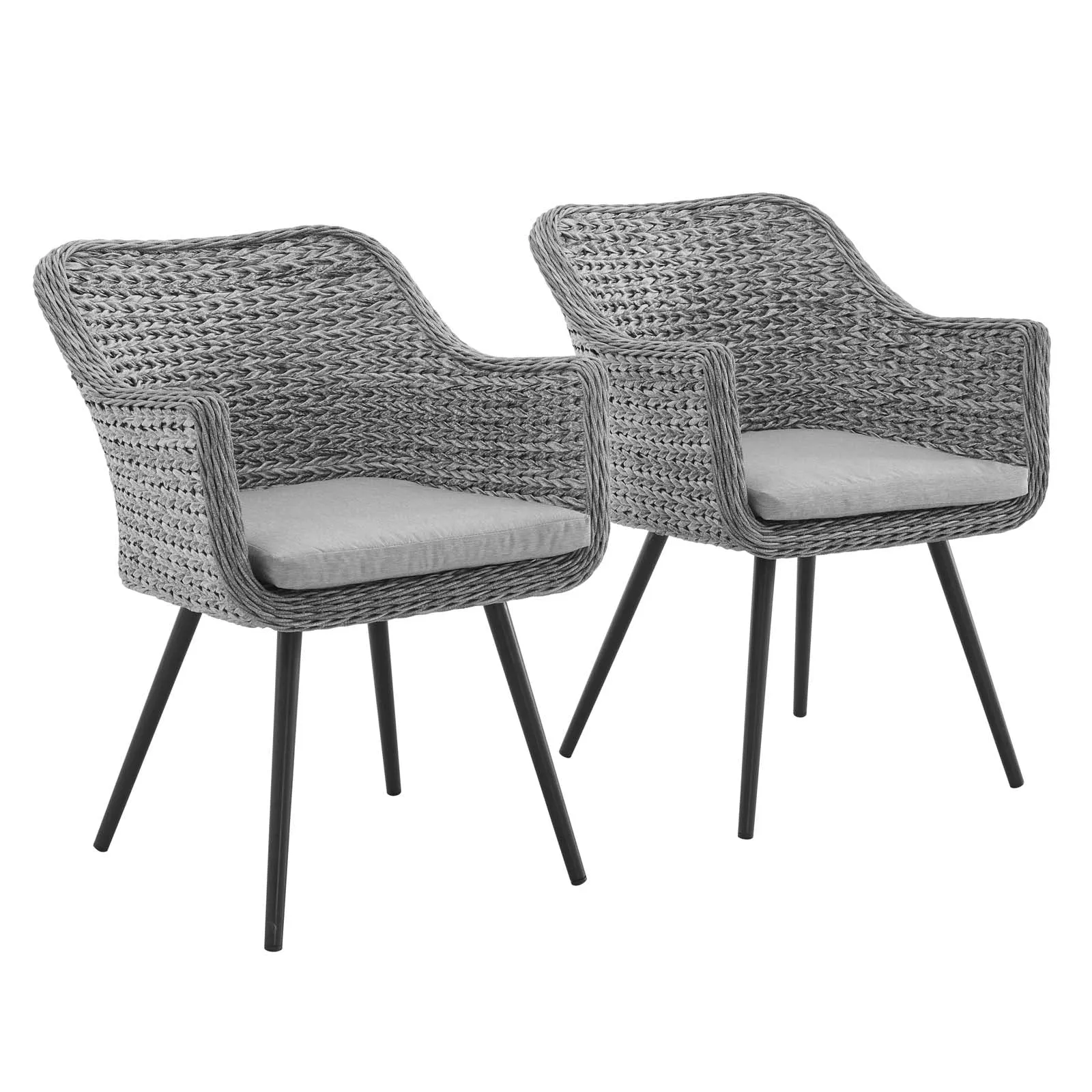 Endeavor Dining Armchair Outdoor Patio Wicker Rattan Set of 2 by Modway