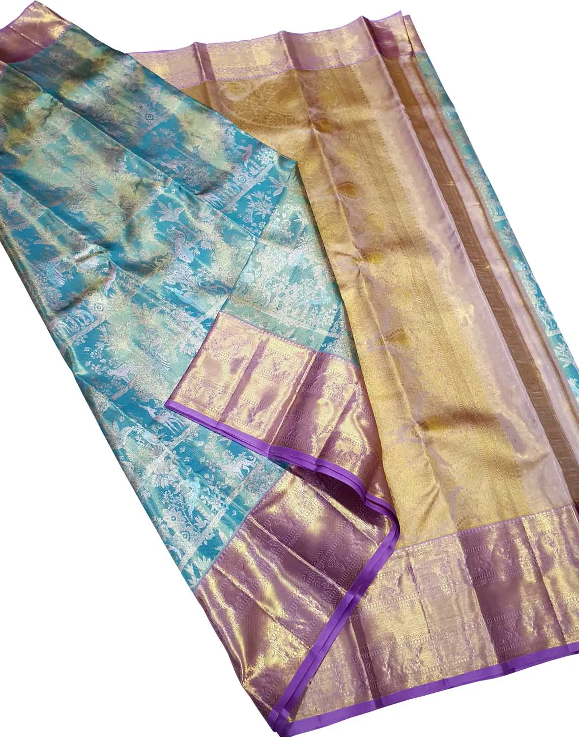 Exquisite Blue Kanjeevaram Tissue Silk Saree