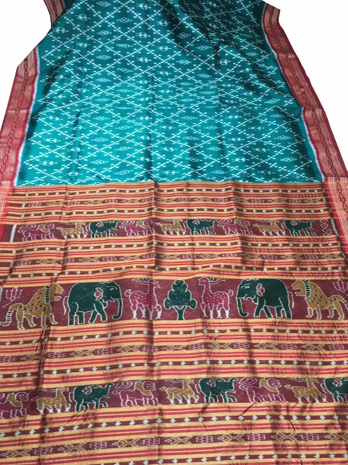 Exquisite Blue Silk Saree with Sambalpuri Handloom Design