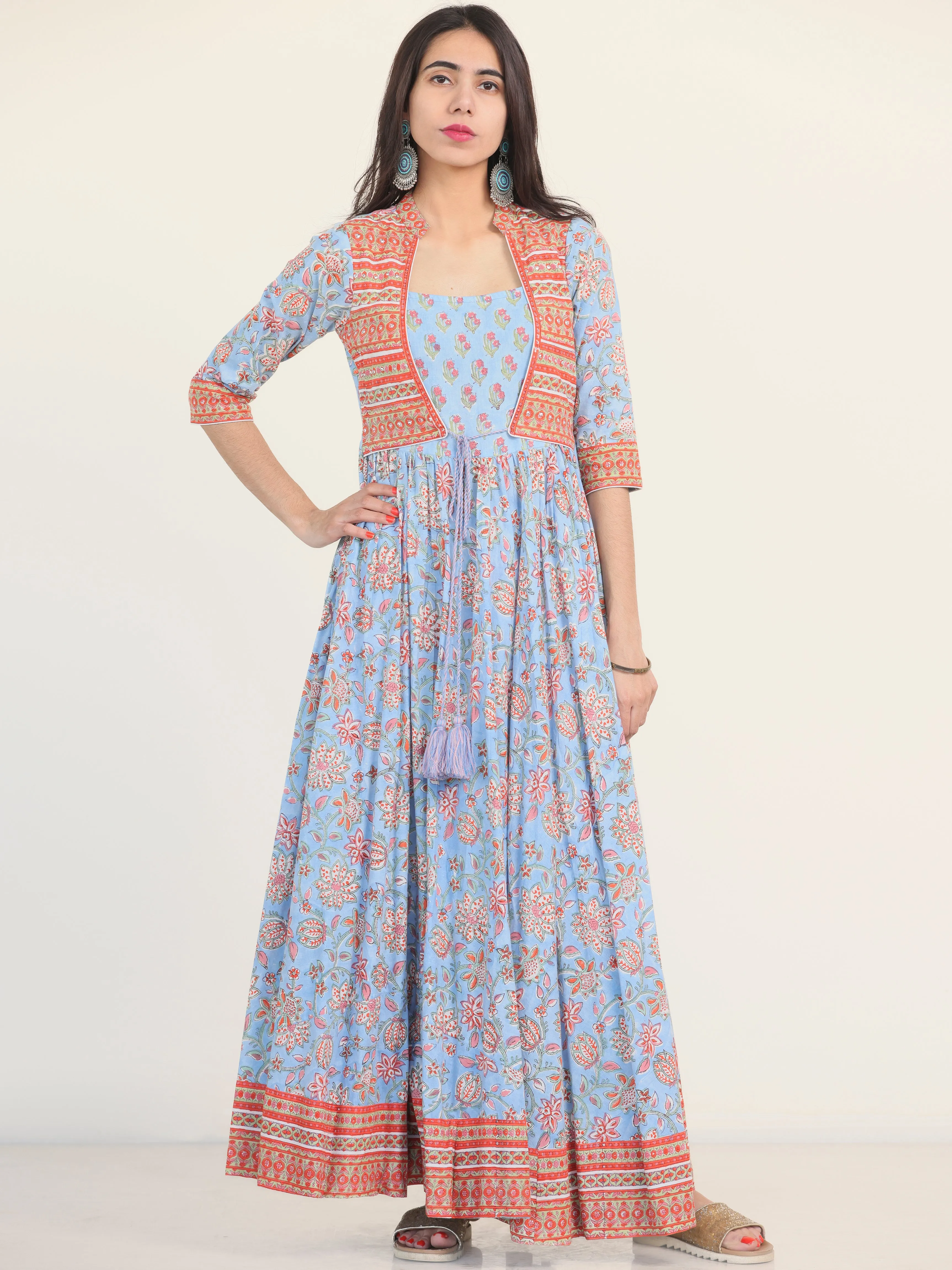 Fiza Aachal Pleated Embroidered Long Jacket Dress