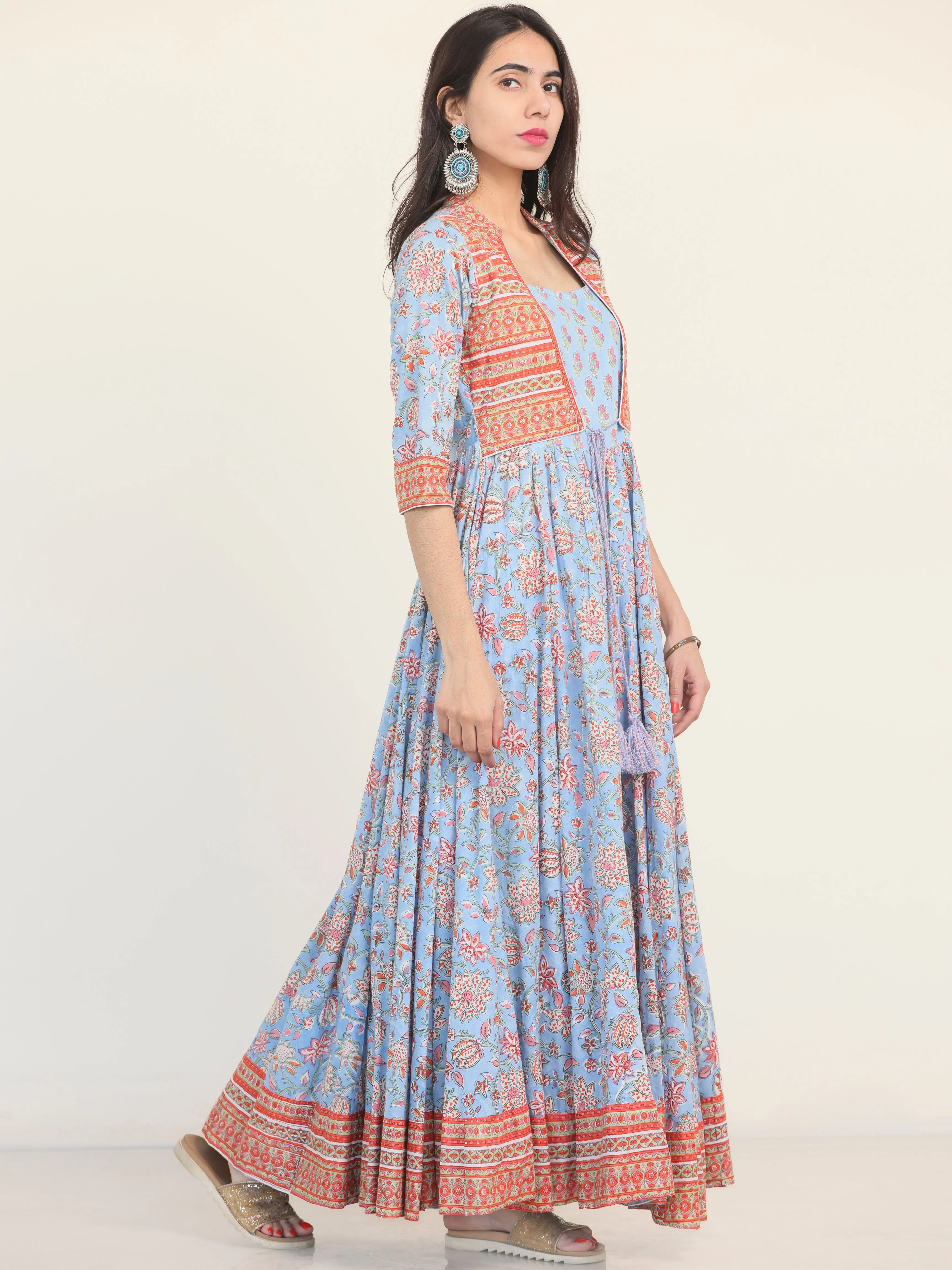 Fiza Aachal Pleated Embroidered Long Jacket Dress