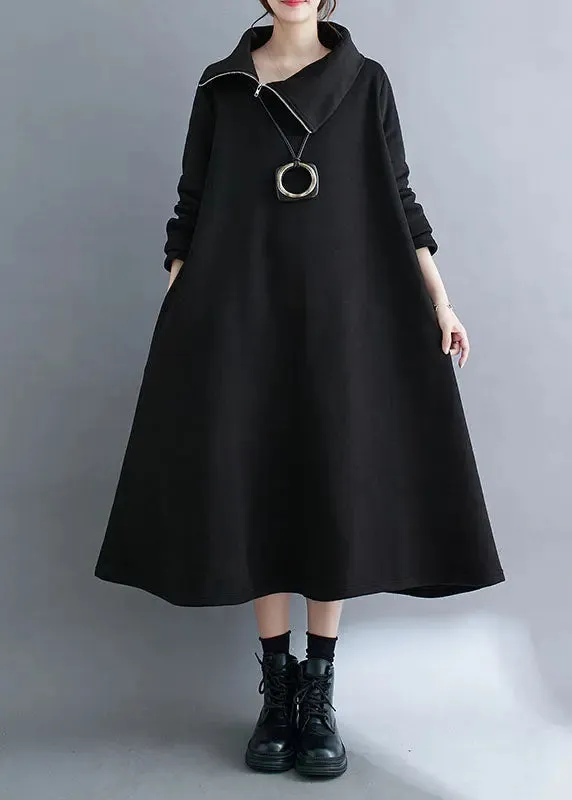 Fleece Long Dresses Long Sleeve