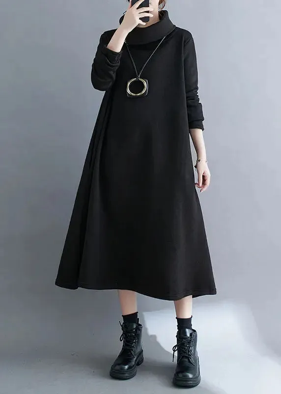 Fleece Long Dresses Long Sleeve