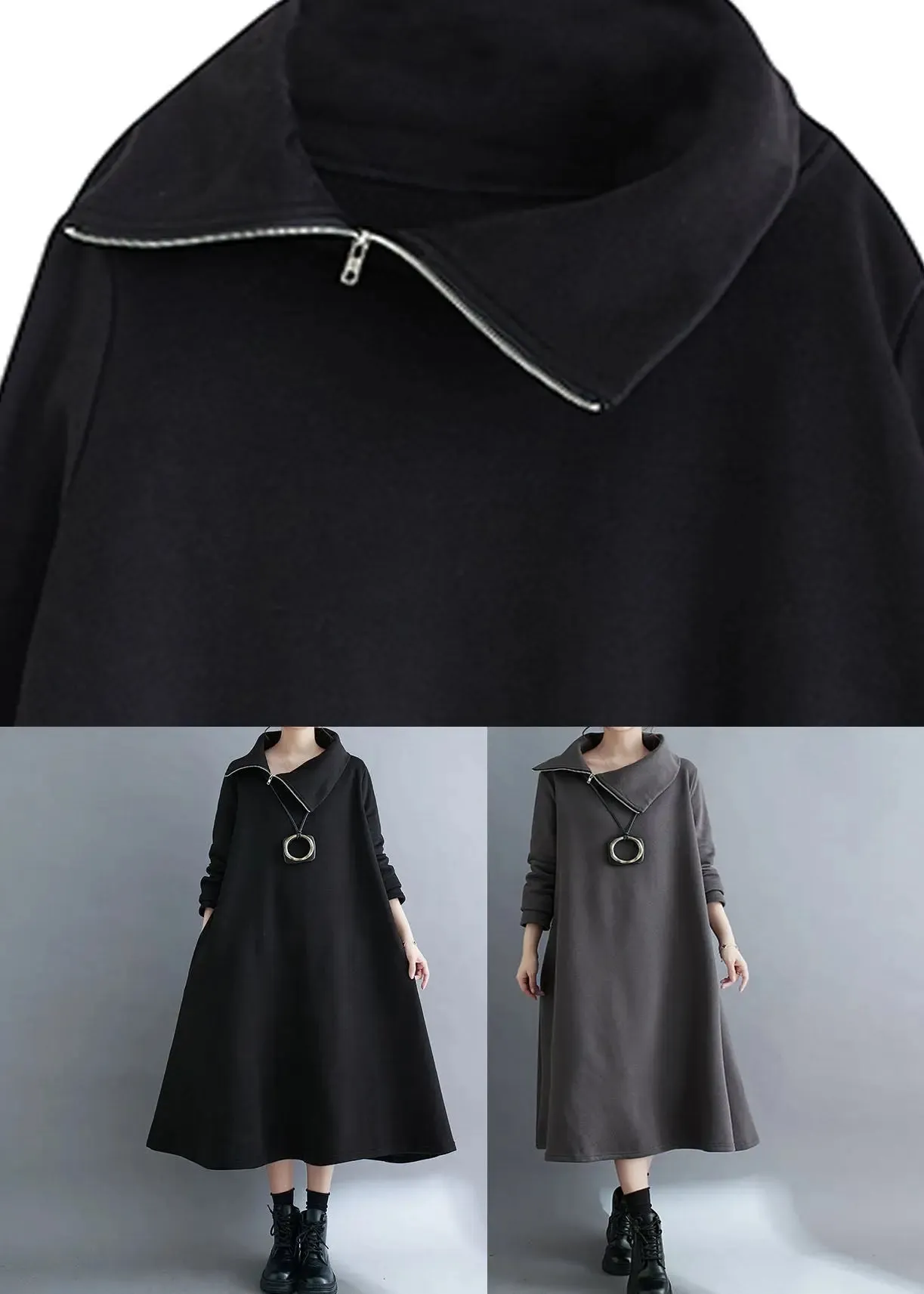 Fleece Long Dresses Long Sleeve