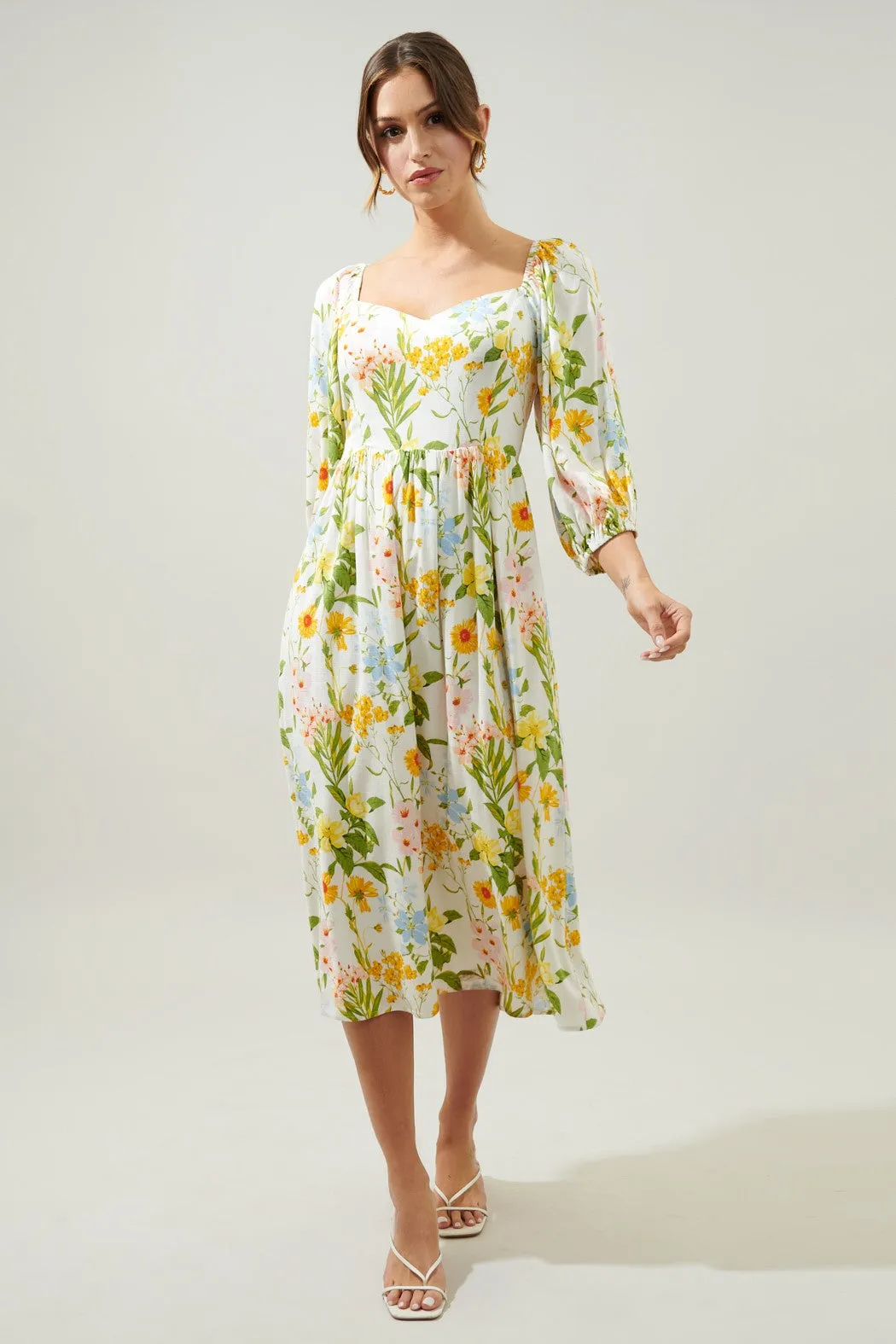 Free to Be Puff Sleeve Granger Midi Dress