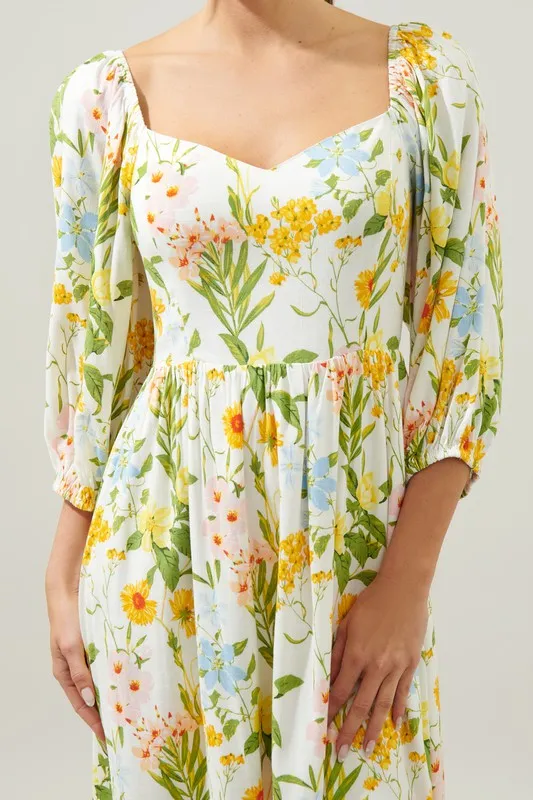 Free to Be Puff Sleeve Granger Midi Dress