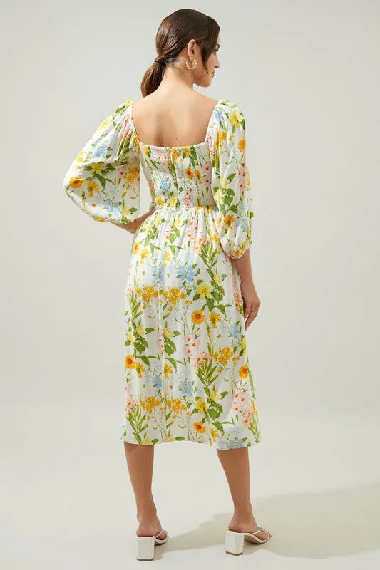 Free to Be Puff Sleeve Granger Midi Dress