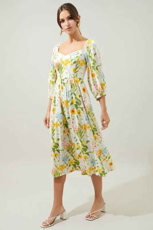 Free to Be Puff Sleeve Granger Midi Dress