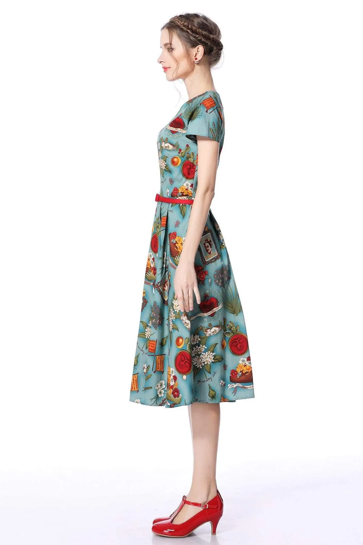 Frida Scoop Neck Sleeve Vintage Dress