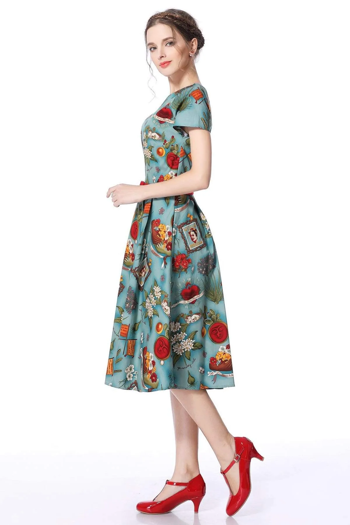 Frida Scoop Neck Sleeve Vintage Dress