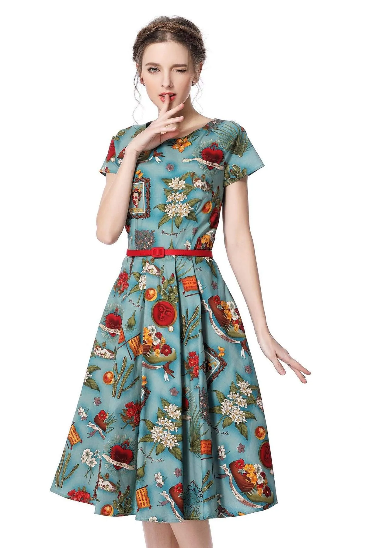 Frida Scoop Neck Sleeve Vintage Dress