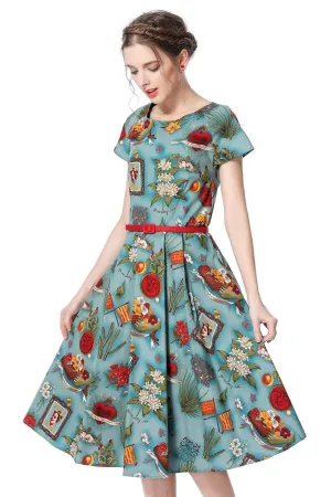 Frida Scoop Neck Sleeve Vintage Dress