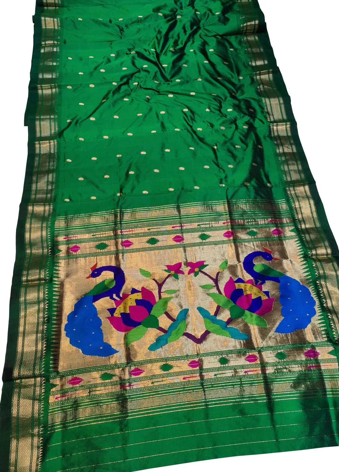 Green Paithani Handloom Pure Silk Saree: Pure Elegance