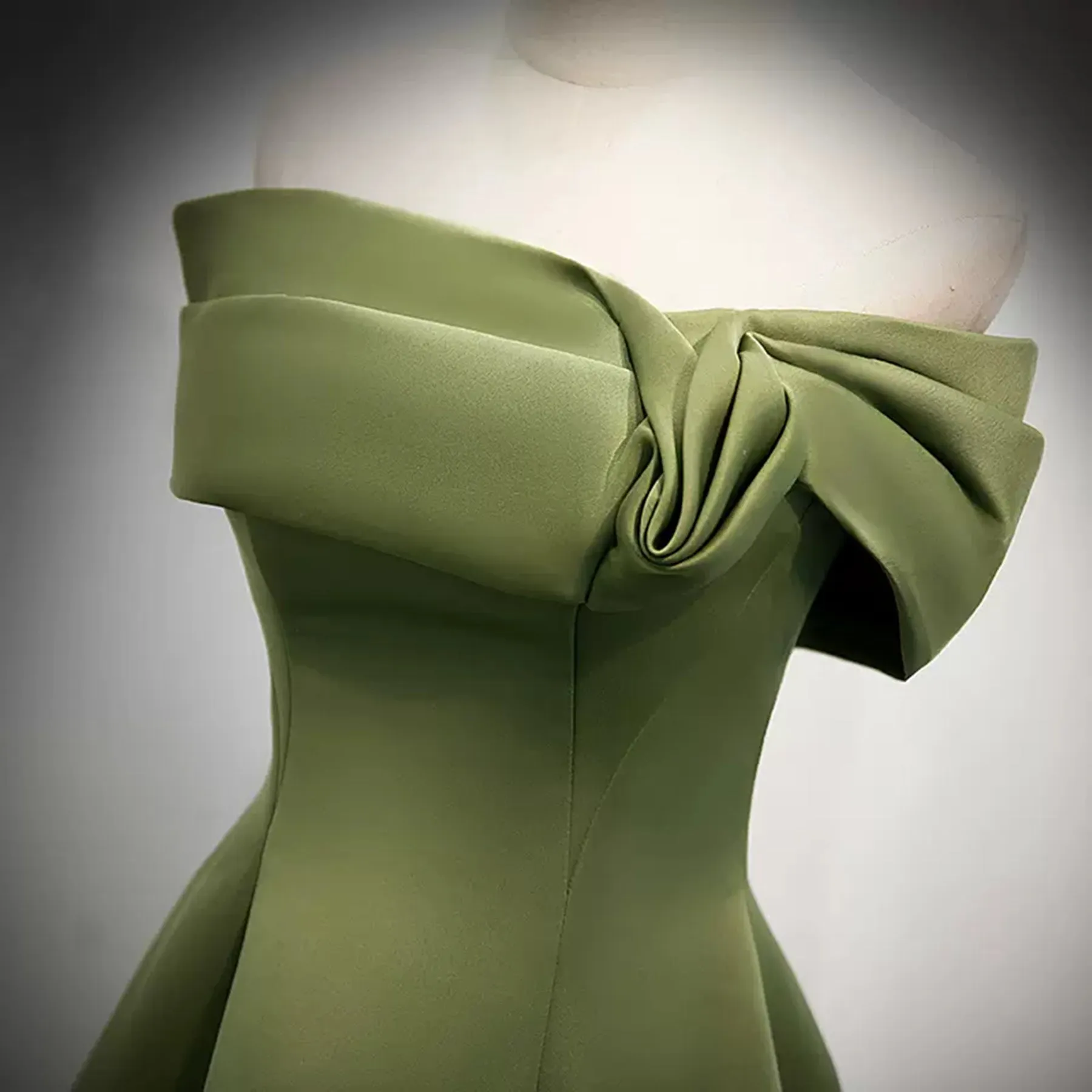 Green Satin Off the Shoulder Long Prom Dresses, Long Green Formal Dresses, Green Evening Dresses WT1221