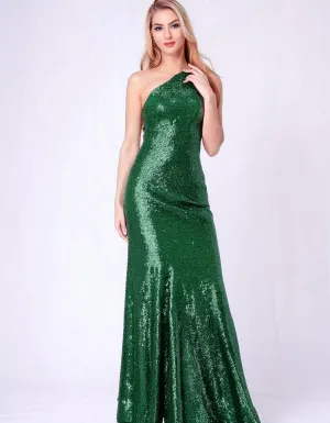 Green Velvet Luxe Evening Gown