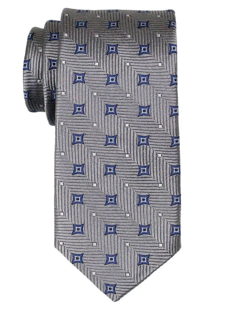 Heritage House 23065 100% Woven Silk Boy's Tie - Neat Stars- Gray/Blue