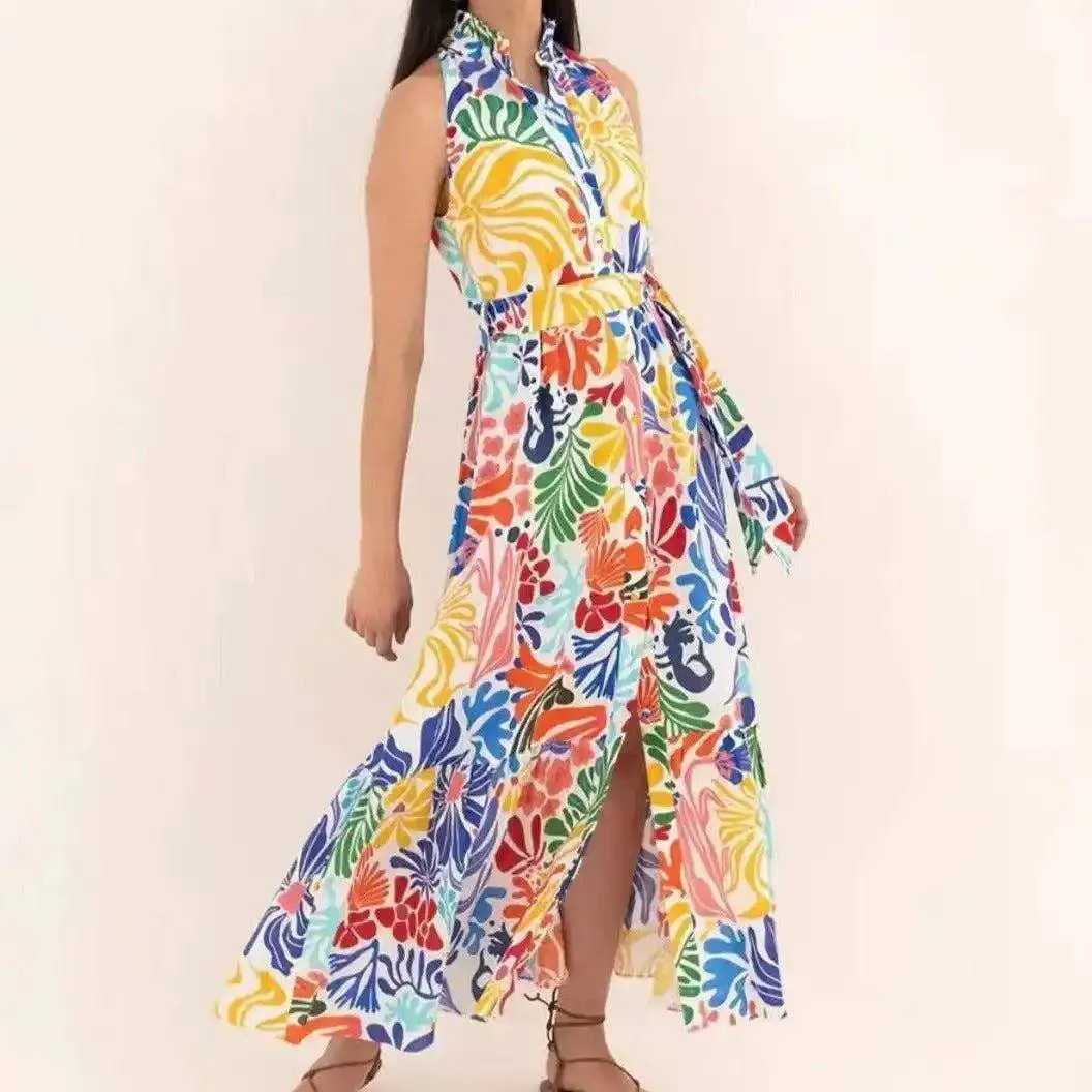 Jessamine Sleeveless Floral Cotton Maxi Dress