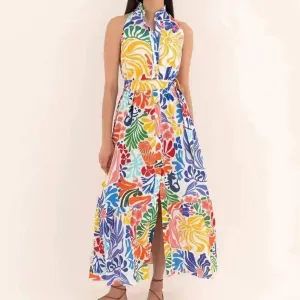 Jessamine Sleeveless Floral Cotton Maxi Dress