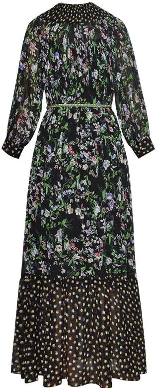 Long-Sleeve Floral Print Dress