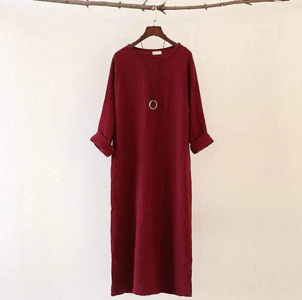 Loose Fluid Cotton Linen Dress | Zen