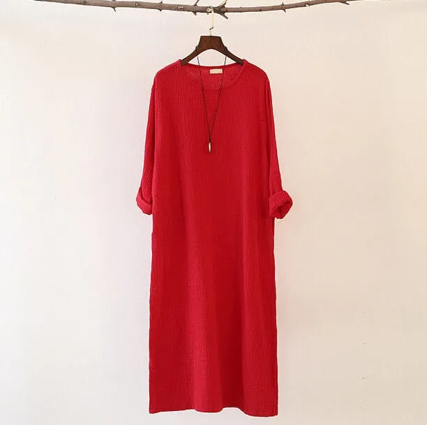 Loose Fluid Cotton Linen Dress | Zen