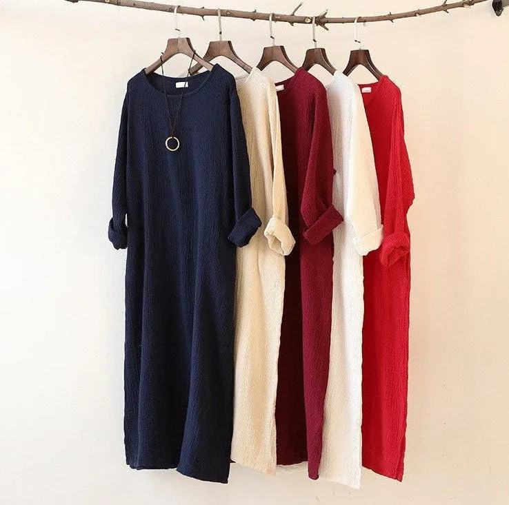 Loose Fluid Cotton Linen Dress | Zen