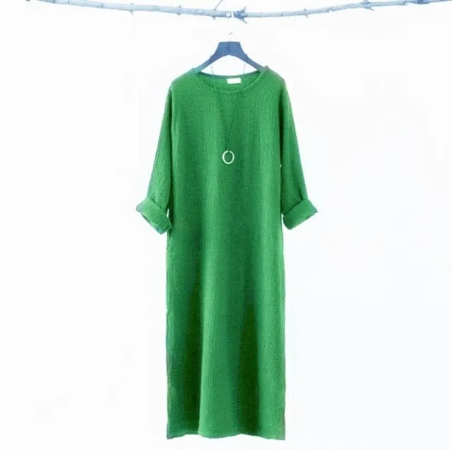 Loose Fluid Cotton Linen Dress | Zen