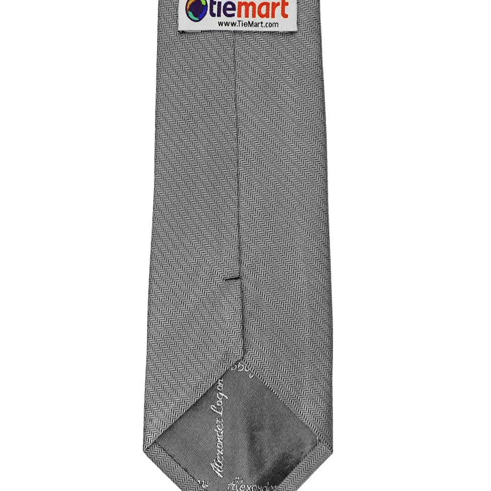 Mercury Silver Herringbone Silk Necktie