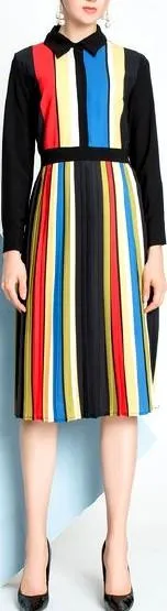 Multi Colored Striped Midi Dress