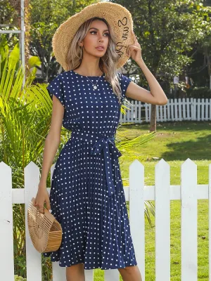 Nsquared Women Beach Sundress | Short Sleeve Polka | Dot Print Vestido