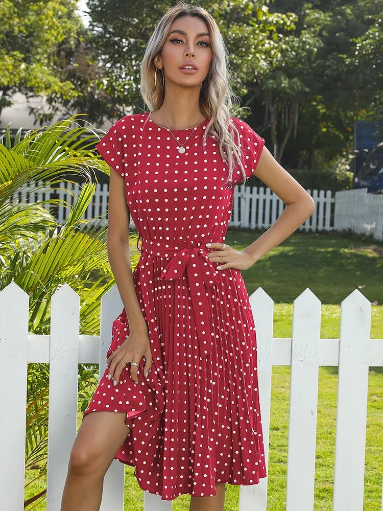 Nsquared Women Beach Sundress | Short Sleeve Polka | Dot Print Vestido