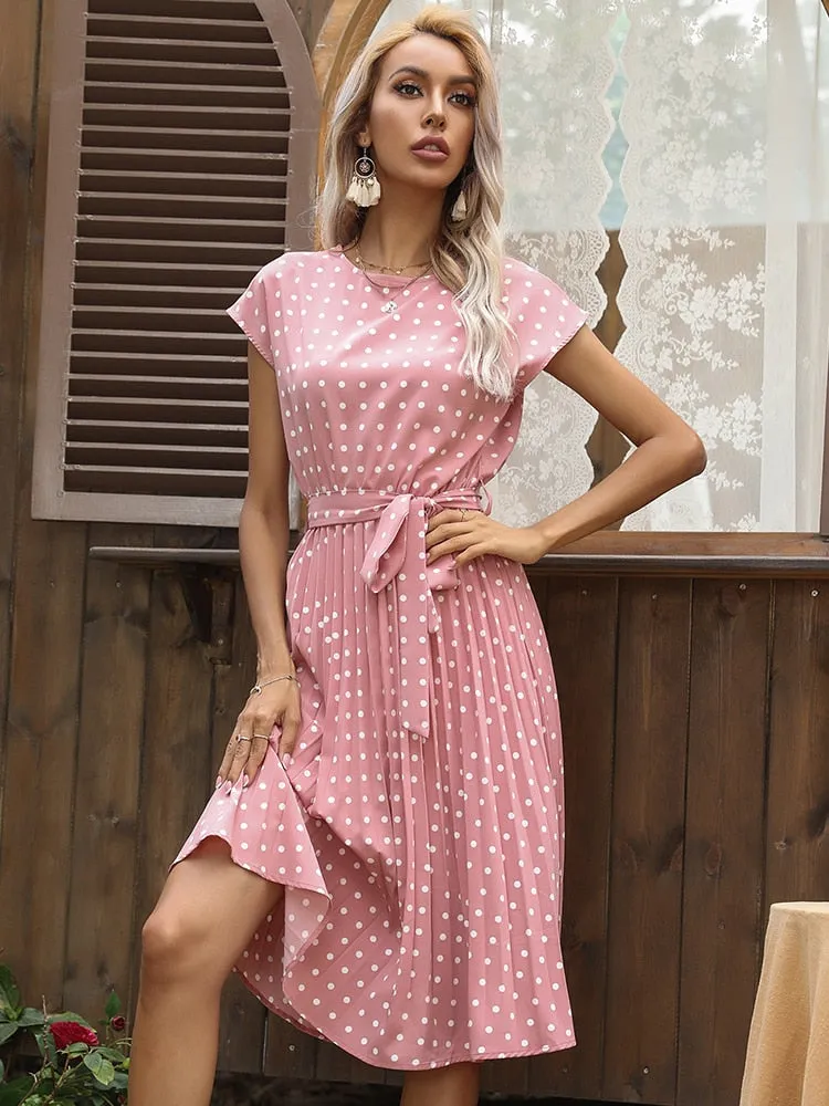 Nsquared Women Beach Sundress | Short Sleeve Polka | Dot Print Vestido