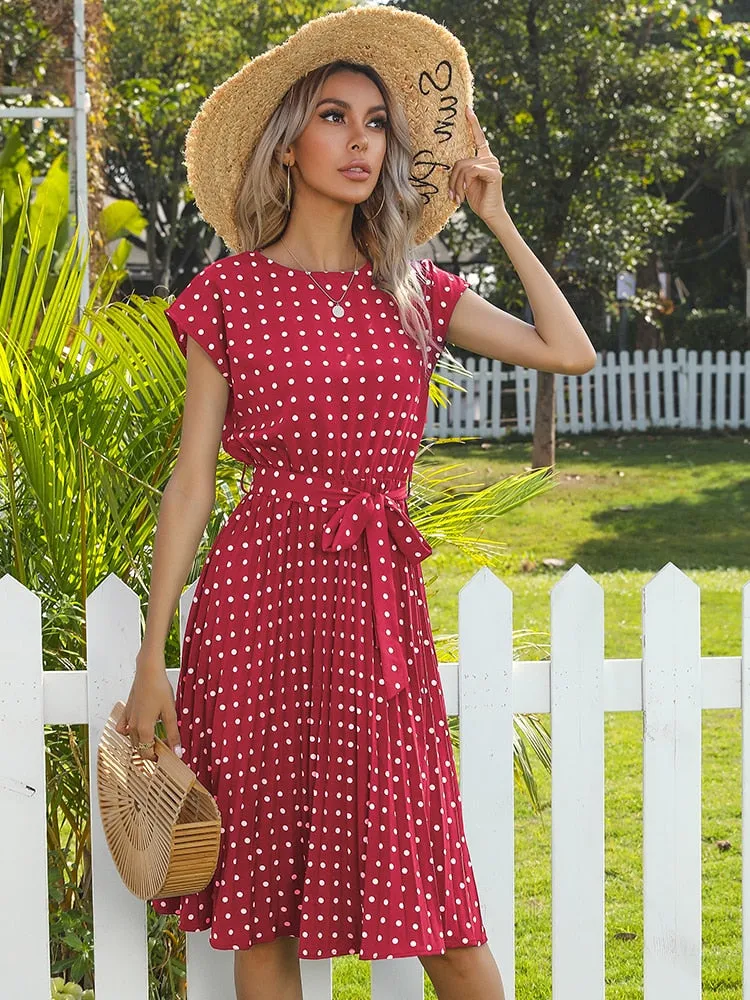 Nsquared Women Beach Sundress | Short Sleeve Polka | Dot Print Vestido