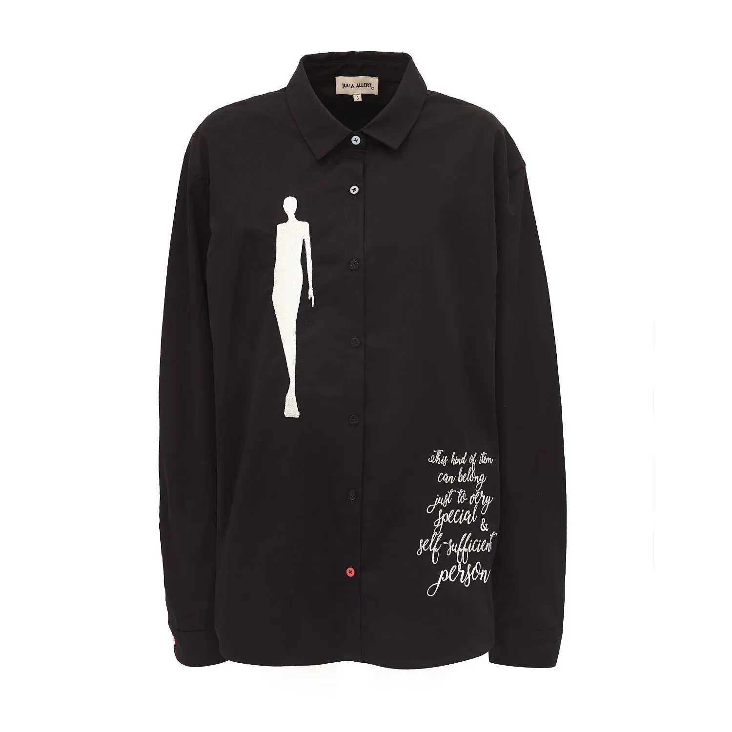 Oversize Long Sleeved Shirt With Embroidery Black